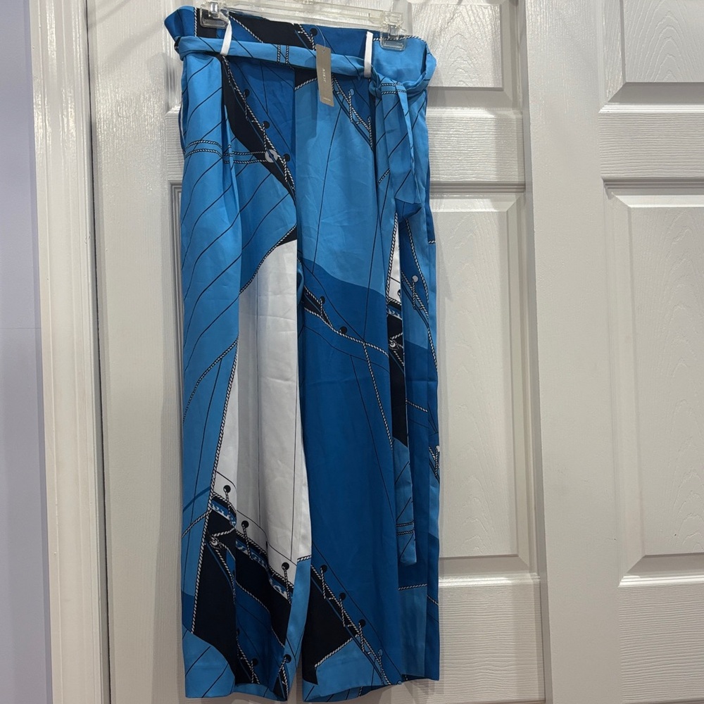 J. Crew Vibrant Blue and Black Geometric Capris